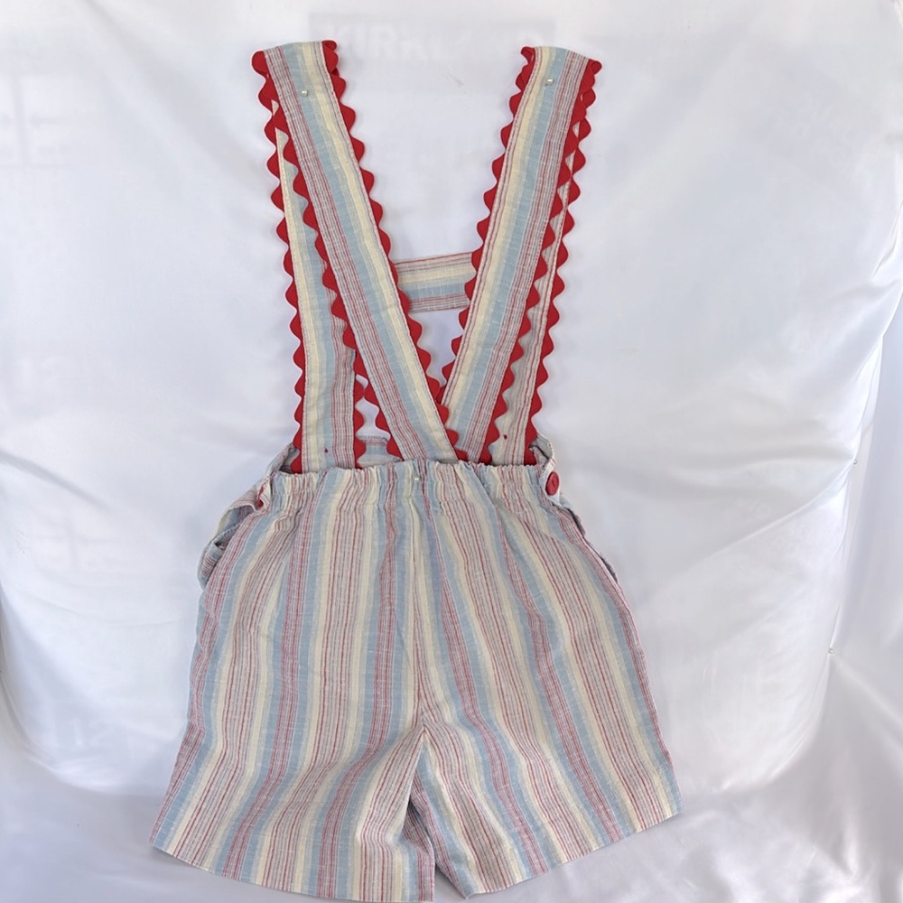 VINTAGE NWOT NECK & NECK JUNIOR UNISEX OVERALLS STRIPPED WITH RED DETAIL 4T - Picture 6 of 12
